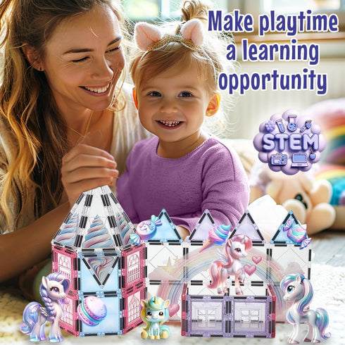 Unicorn Toys for Girls Age 4-6, Magnetic Tiles Frozen Toys, Building Blocks for Ages 3-8