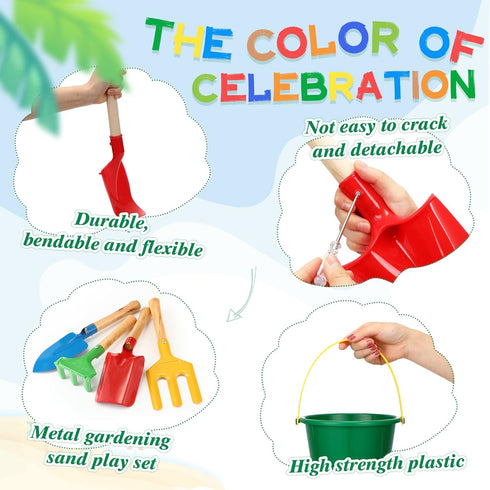 12 12 12 22 Inches Summer 4 Jexine Pcs Sand Buckets and Shovels for Kids Beach Sand Toys Bulk Plastic Beach Buckets