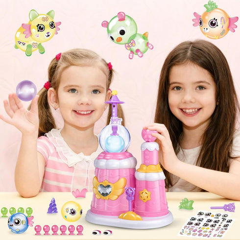 195pcs 3+ nicknack Princess Magic DIY Balloons with Pump, DIY Sticky Balloon Maker Toy Craft Kits for Kids with Bouncy
