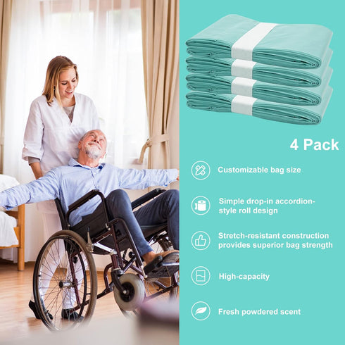 Zippland 4 Pack 280 500 Diaper Liner Refills Compatible with Janibell Akord Slim Model, Lasts Over Adult Briefs