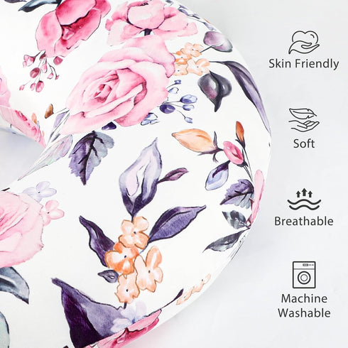 Pea Pod Nursing Pillow Cover for Baby Girl, Stretchy Removable Slipcover for Breastfeeding Pillows, Ultra Soft