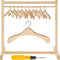 11 Pcs Doll Closet with Wooden Hangers, 11.8 Inches Mini Doll Clothes Rack, Wardrobe Furniture Accessories