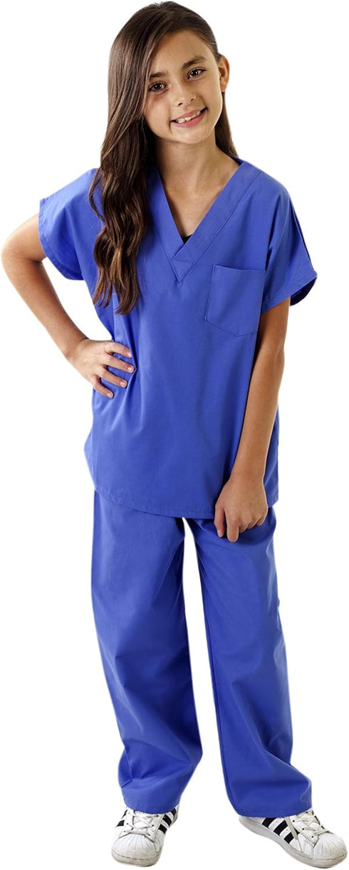 Natural Uniforms Children's Scrub Set - Soft Touch Role Play Costume Set (Ceil Blue, 8/10)