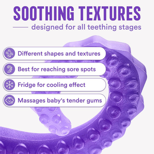 Tentacle Teether 0-24 Made in USA Medical Grade Silicone Teether for Infants Multi-Stage Molar Relief & Interactive