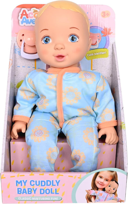 14 Inch 13, Acorn Avenue Soft Baby Doll for Toddlers with Removable Clothes & Pacifier, Toddler Doll Toy (Blue