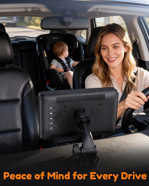 Yakry 7.2-Inch: 3X 5-Min 1080P 150 0-5) HD Baby Camera for Car Larger View, USB Easy to Install, Auto Night Vision