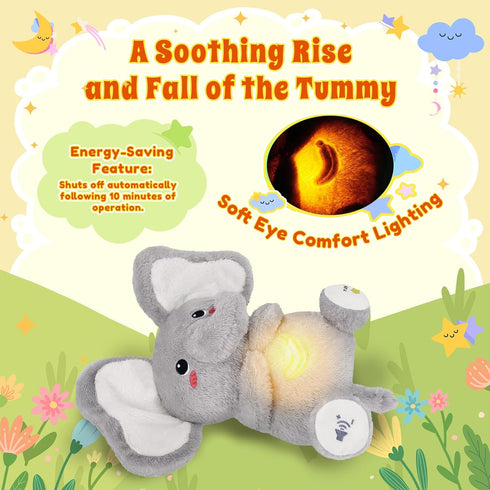 BRICHOEE Breathing Stuffed Animal, Soothing Elephant Stuffed Animal with Moving Ears, Breathing Motion, Calming Sound