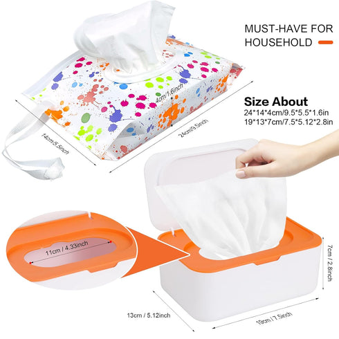 8Pcs Baby Wipes Dispenser, Reusable Baby Wipe Holder Box and Portable Wet Wipes Pouch, Refillable Wipes Pouch Case