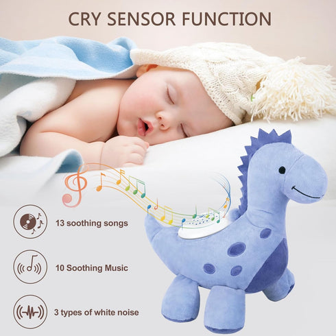 wiqins Baby Sleep Soother Cry Sensor Dinosaur Night Light Projector Baby Sound Machine Plush Stuffed Animal Toys
