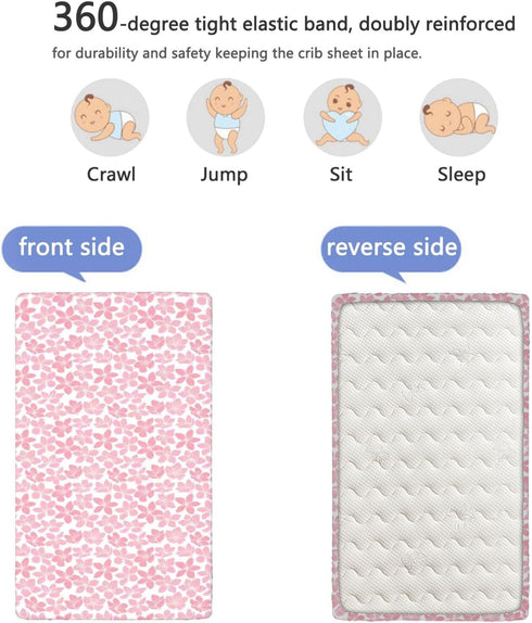 Ruby,52 x28 Cherry Blossom Themed Fitted Crib Sheet,Toddler Bed Mattress Sheets - Crib Mattress Sheet or Toddler Bed