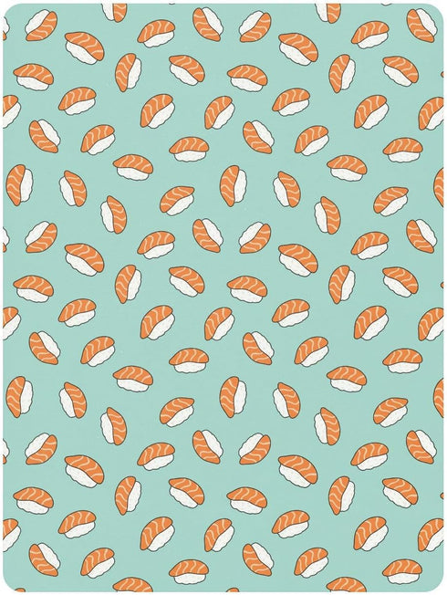 Jynexis 52x28 Japanese Sushi Salmon Teal Pattern Baby Crib Sheets, Cotton Fitted Crib Sheet, Soft Breathable, Fits