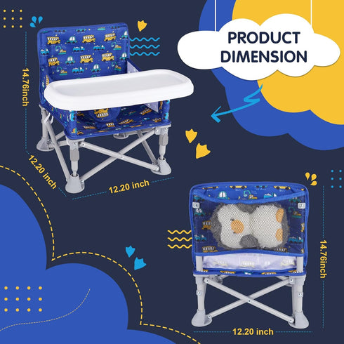 6-36 Portable Baby Chair, Folding Booster Seat with Tray for Dining Table Compact Camping Chair for Lawn Beach Travel