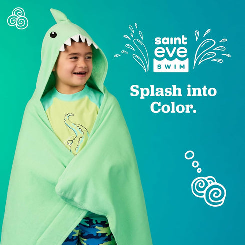 Set 2 Pack Saint Eve Kids Hooded Bath Towel - Super Soft and Absorbent Fun Shark Towels - Beach, Bath & Pool Covers