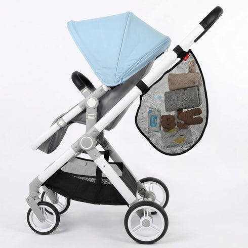 KFHENSOMR Universal Stroller Organizer Side Sling Polyester Net Mesh Bag in Black Fits for Nuna, Baby Jogger, Britax