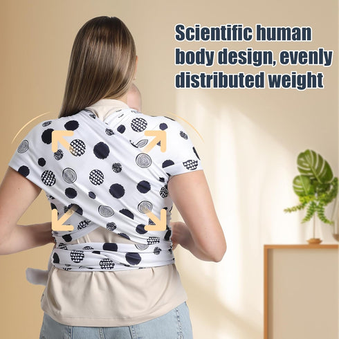 Anecoes 7-35 lbs Baby Wraps Carrier - Polka Dots Pattern - All-in-One Baby Wearing Wrap Hands-Free Design Infant Sling