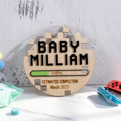 Generic Baby Announcement Sign Custom Gaming Baby Name Signs for Nursery Hospital Newborn Sign Personalized Video Game