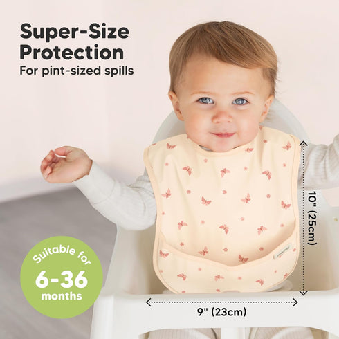 3-Pack KeaBabies Waterproof Baby Bibs for Eating - Lightweight Toddler Feeding Bibs with Large Food Catcher, Mess