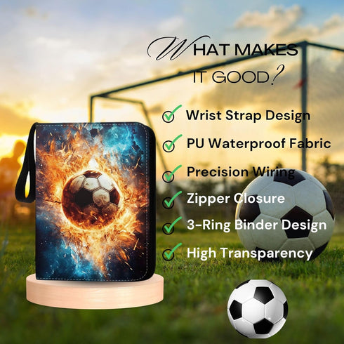 Trading Card Binder, Soccer Card Binder with 900 Pockets and 50 Removable Sleeves for Sports Cards.