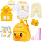 PEDOLLTREE Reborn Baby Dolls Clothes Accessories Yellow Duck 9pcs Set with Backpack