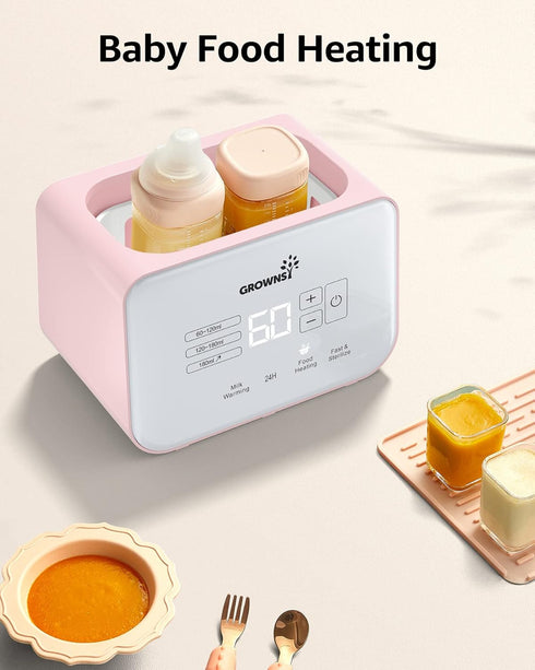 8-in-1 2 Baby Bottle Warmer, Gronwsy Fast Milk Warmer with Timer Breastmilk or Formula, Fits Bottles, Accurate