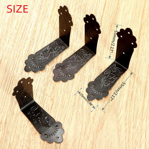 dophee 4Pcs Antique L Shaped Corner Guards, Decorative Edge Bracket Protectors with Mounting Screws
