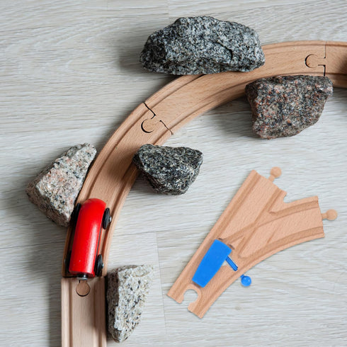 2Pcs Totority Wooden Train Tracks Track Intersections Switch Accessories Compatible with Major Brands Educational Toy