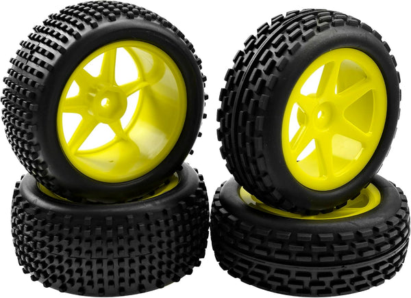 4Pcs HIRCQOO OD 88mm Front Rear Rubber Tire & Plastic Wheel Rims 12mm Hex Compatible with Redcat Shockwave HPI
