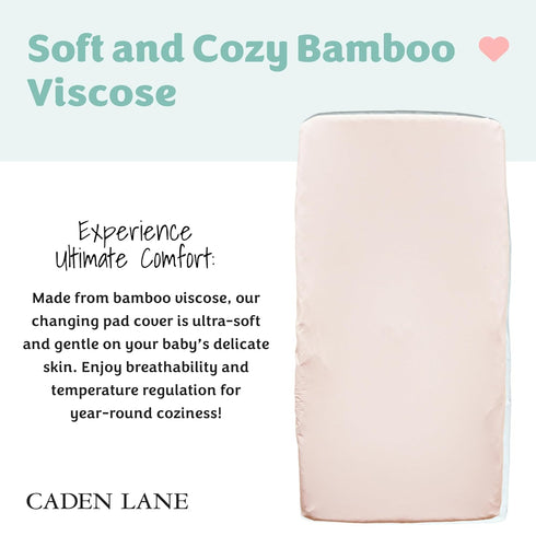 Caden Lane Changing Pad Cover, Ultra Soft & Breathable, Fits Standard Diaper Change Table Mats, Pale Pink
