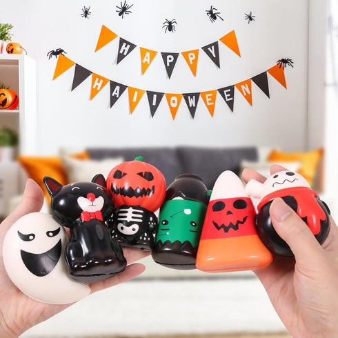 FauKait 6 Toddlers(6pcs-2) New Pcs Halloween Squishy Toys,Halloween Squishies Party Favors Slow Rising Gift Box