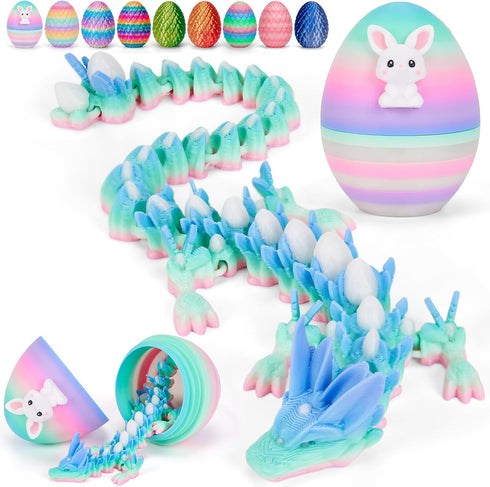 TBOLINE 12" 3D Printed Dragon Egg, Cool 3D Printer Articulated Crystal Dragon