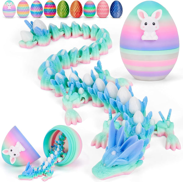 TBOLINE 12" 3D Printed Dragon Egg, Cool 3D Printer Articulated Crystal Dragon