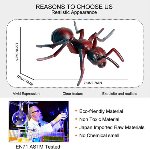 Realistic Red Ant Figurines, Insect Toy for Science Projects, Early Educational Birthday Toys for Kids 3-5
