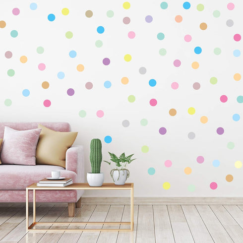 Zonon 240 Pieces Polka Dots Wall Decals, 2 Inch Multi-Color Rainbow Vinyl Dots for Playroom, Bedroom, Nursery, Living