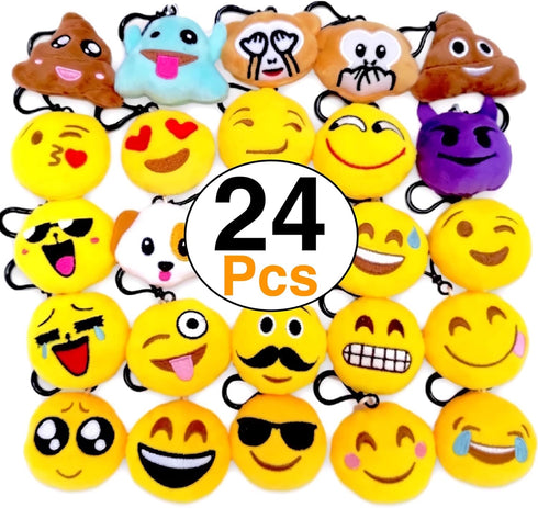 OHill 24 Pack Emoticon Plush Mini Pillows, Party Favor for Birthday Home Decoration