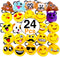 OHill 24 Pack Emoticon Plush Mini Pillows, Party Favor for Birthday Home Decoration