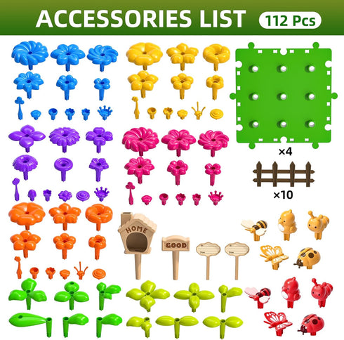 Garbo Star 112 3-4 Set 3 4 5 6 7 Pcs Flower Garden Toy,Toddler Girl Toys Years Old Girls Gardening Building Gifts Best