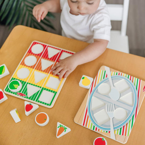 Melissa & Doug Wooden Shape Sorting Grocery Cart - Pretend Play Grocery Toys for Infants and Toddlers Ages 1+