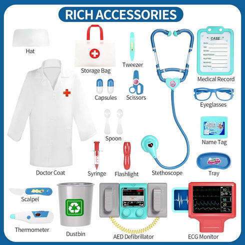 Doctor Kit for Kids - Pretend Doctor Playset with Cart and Stethoscope for Toddlers