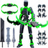 Preassembled Black T13 Action Figure with Multiple Accessories, 3D Printed Multi-Jointed Titan 13 Desktop Toy