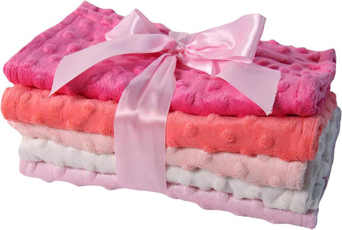 Snuggle Stuffs 5 Pack Baby Girls Minky Dot Burp Cloths - Shades Pink