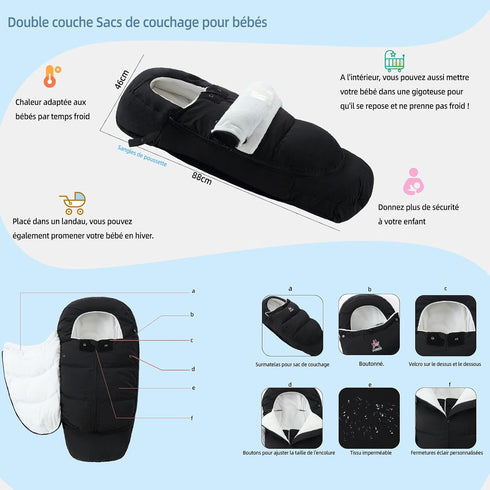 F-Y-YIYI Bunting Bag for Stroller Sleeping Bags Thickened Warm Stroller Blanket Toddler Removable Newborn Baby footmuff