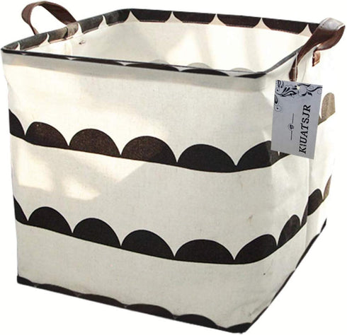 Square Canvas Storage Bins, Collapsible Toy Organizer with Handles for Nursery & Laundry