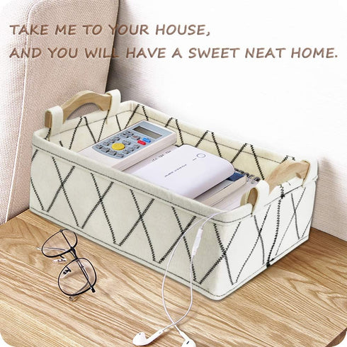 Storage Baskets for Organizing Toys, Small White Felt Fabric Bins for Home Office Closet Bathroom Bedroom