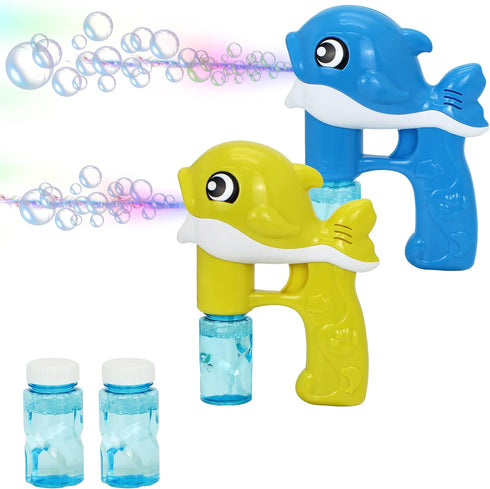 JOYIN 2 Bubble Guns Kit - Whale Automatic Bubble Maker with 4 Solutions for Kids, Bubble Blower for Summer Fun