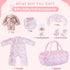 8 Set 12-15 Inch BABESIDE Pcs Baby Doll Clothes with Bassinet for Dolls, Cute Bunny Baby Doll Clothes and Accessories