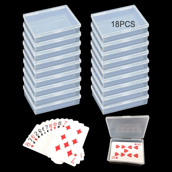 18Pcs Playing Card Deck Box - Clear Plastic Empty Playing Game Card Boxes Holder Storage Organizer for Bank Card