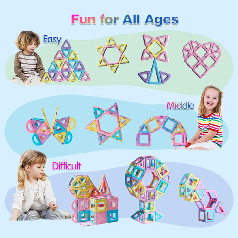 3 4 5 6+ 100Pcs Set Set) TOKBLOK Magnetic Tiles Toys for Year Old Girls Boys Macaron Magnet Building Blocks for Toddler