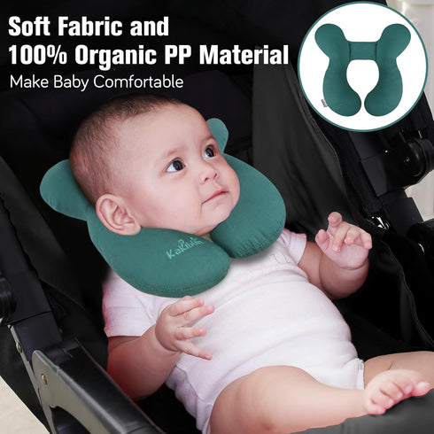 KAKIBLIN Baby Travel Pillow, Infant Head and Neck Support Pillow for Car Seat, Pushchair, for 0-1 Years Old Baby (Green) by KAKIBLIN