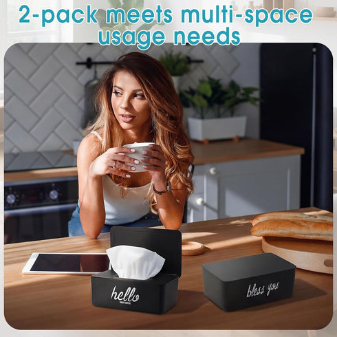 Hushee 2 Pack Wipe Dispenser Wipes Holder for Baby Adult Decorative Wipe Containers for Bathroom Home Office Cars