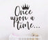 Once Upon a Time Wall Sticker Art, Crown Vinyl Decals for Kids Princess Room, Nursery Decoration, 42X38CM (Black)
